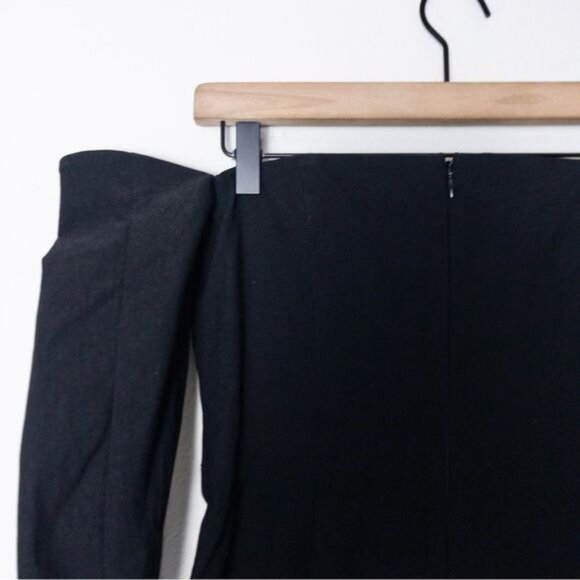 NEW NBD Double Breasted Crepe Blazer Mini Dress S Black Off The Shoulder - Picture 8 of 8